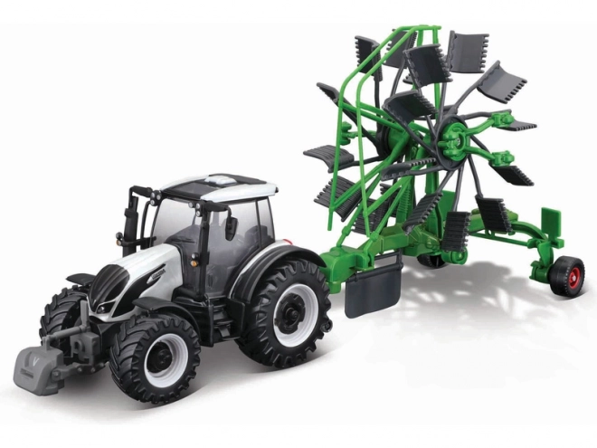 Bburago farm traktor Valtra N174 deluxe pótkocsival