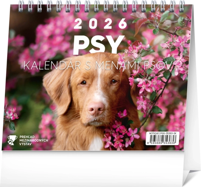 NOTIQUE asztali naptár Kutyák kutyanevekkel 2026