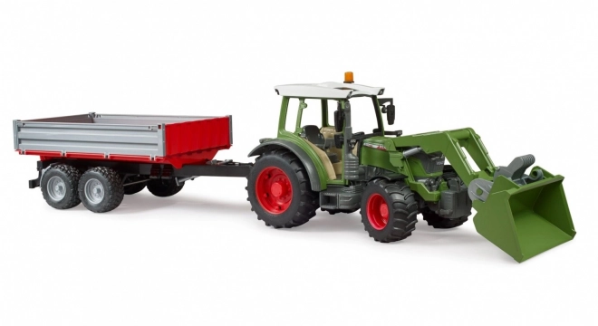 Fendt Vario 211 traktor homlokrakodóval és billenő utánfutóval