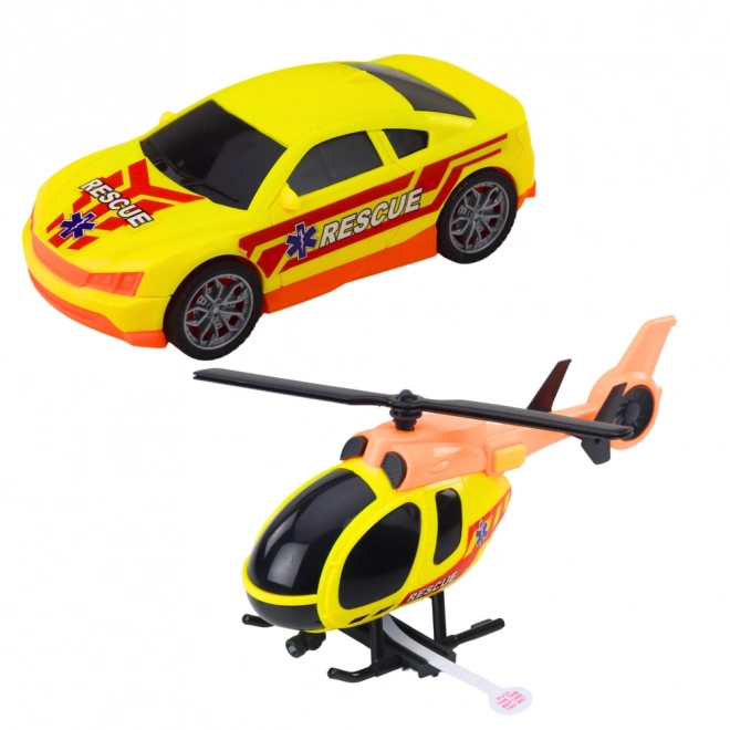 Mentőcsomag helikopterrel és autókkal