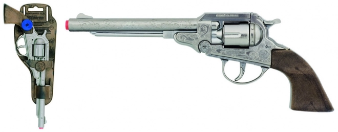 Ezüst fém cowboy revolver - 8 lövés