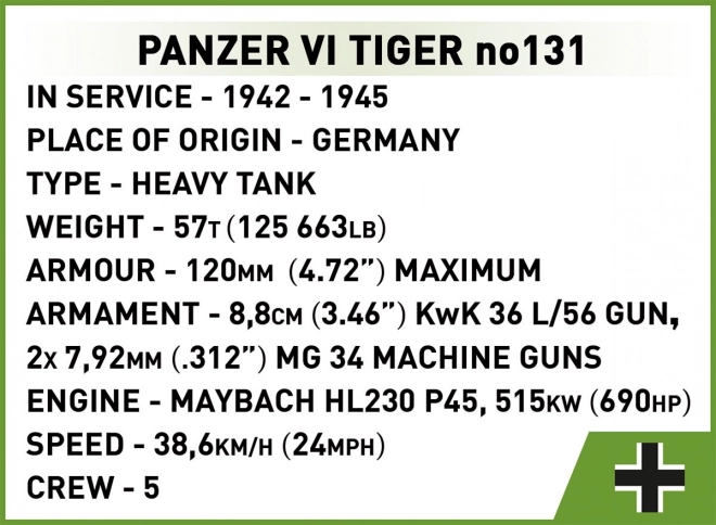 Tiger I tank modell építőkocka szett