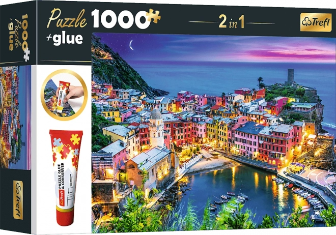 Trefl Vernazza Liguria Olaszország puzzle ragasztóval 1000 db 2 az 1-ben készlet