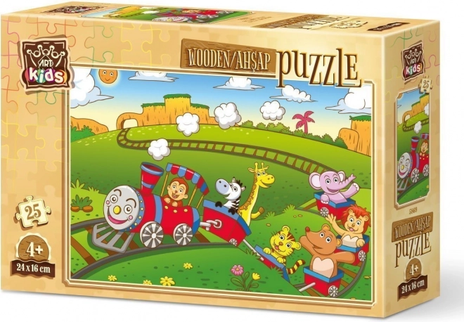 Fa Puzzle Állatos Vonat 25 Darabos