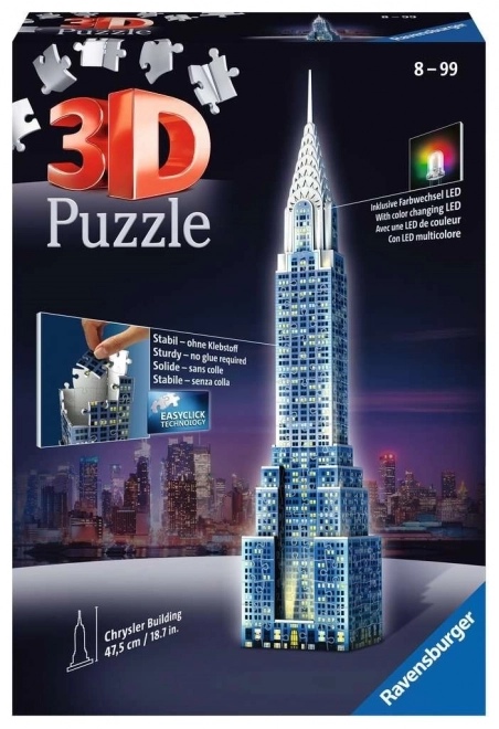 Ravensburger 3D Puzzle Chrysler Building Éjszakai Fénykiadás