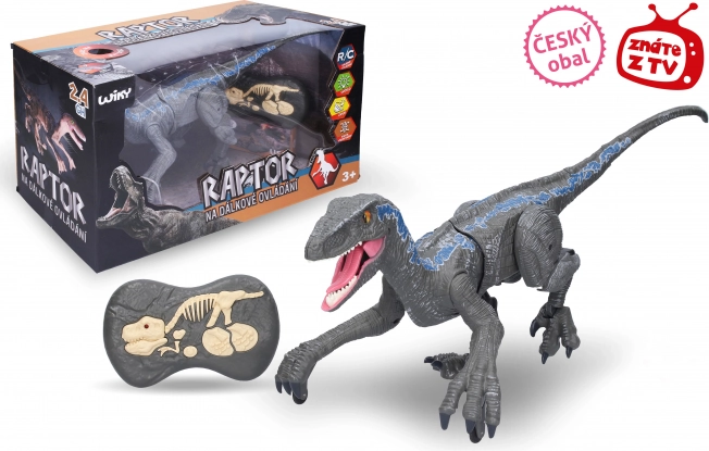Távirányítós raptor, szürke, 45 cm