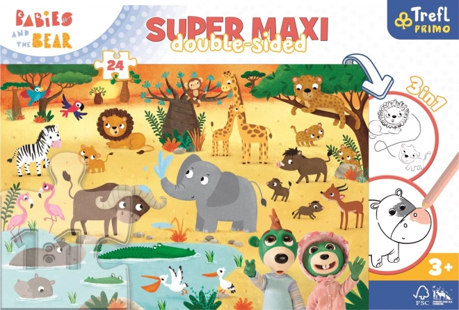 Kétoldalas puzzle Treflik és a ZOO SUPER MAXI 24 darabos