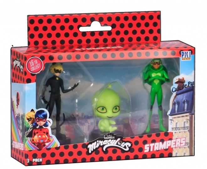 Miraculous: Katicabogár és Fekete Macska - Bélyegzők 3 db figura