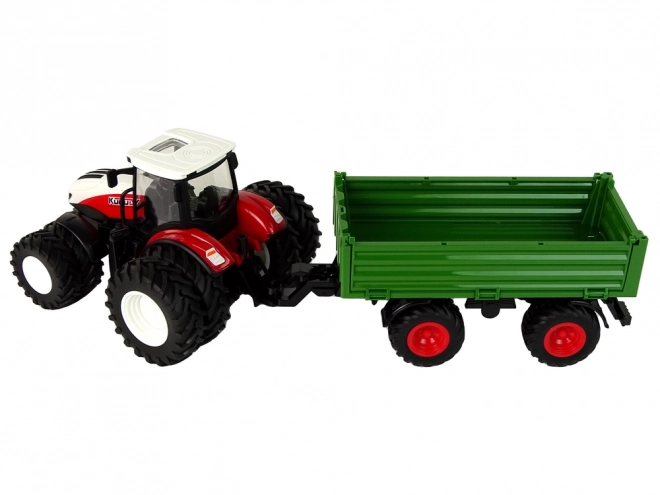 Távirányítós traktor utánfutóval piros zöld