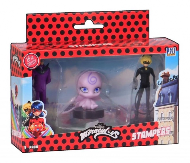 Miraculous: Katicabogár és Fekete Macska - Bélyegzők 3 db figura