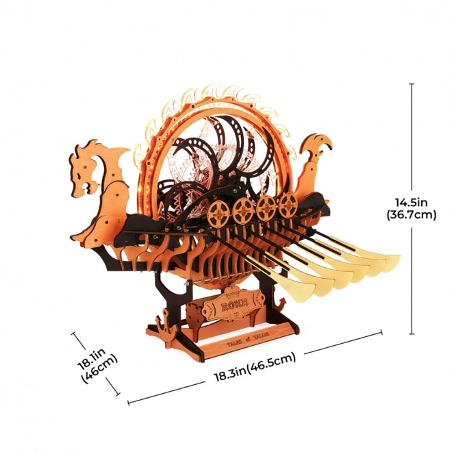 Viking sárkányhajó 3D fa puzzle