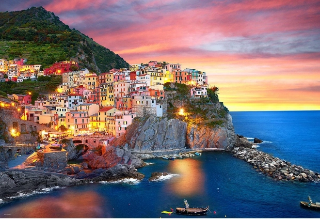 Tető Manarola alkonyatkor Olaszország 2000 darabos