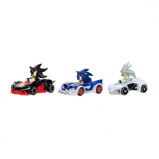 Fém autómodell Sonic figurával 1:64 - 3 db