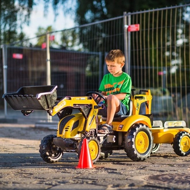 Komatsu pedál traktor elülső és hátsó kanállal és hengerrel