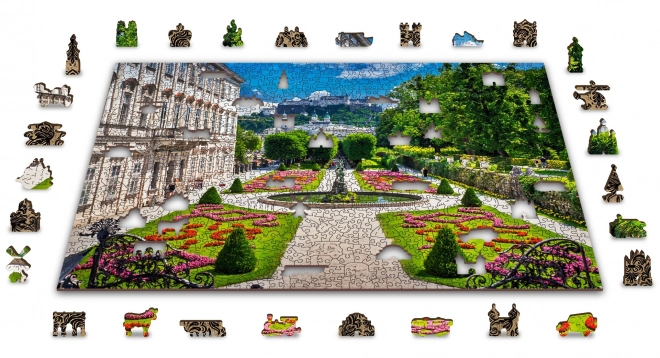 Mirabell Kastély és Salzburgi Vár 2 az 1-ben Fa Puzzle - 1010 darabos