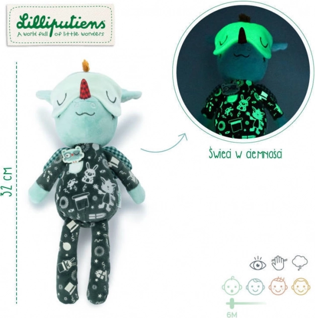 Lilliputiens alvókendő fluoreszkáló elemekkel – JOE sárkány, 6 hó+