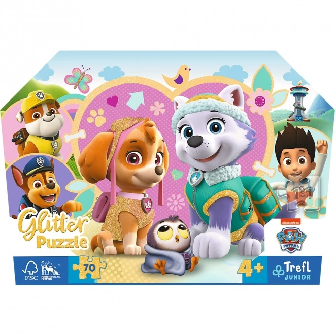 Trefl 70 darabos glitter puzzle - Cuki Skye és Everest