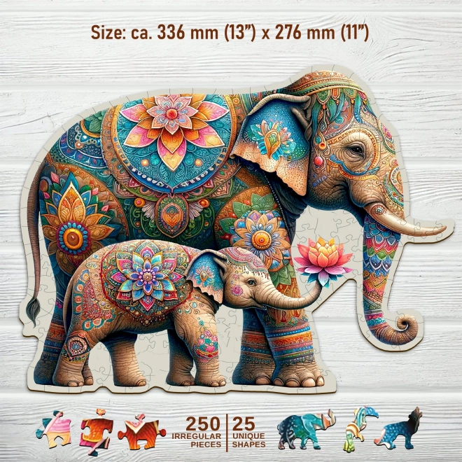 Fa puzzle Divatos elefántok 250 darabos