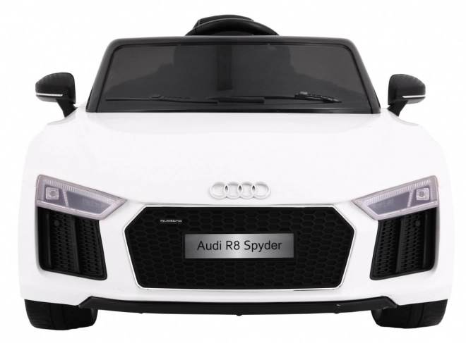 Audi R8 Spyder Akkumulátor Fehér + Távirányító + EVA + Lassú indítás + MP3 rádió + LED dióda