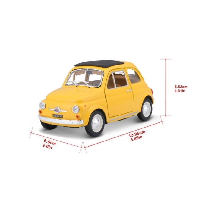 Bburago Fiat 500 F 1965 sárga autómodell 1:24