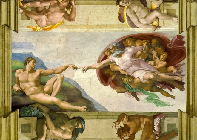 Michelangelo Buonarroti: Az Ádám teremtése puzzle 1000 darabos