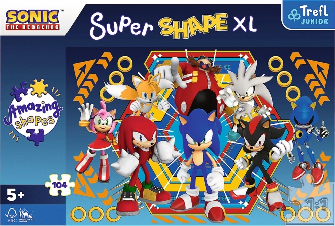 Super alakú XL Sonic Süni puzzle - 104 darabos