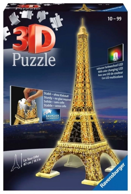 3D puzzle 216 darabos Eiffel-torony éjszaka