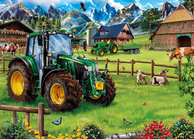 Alpok rétje traktorral: John Deere 6120M puzzle, 1000 darabos