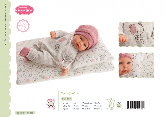Antonio Juan 11115 KIKA - valósághű baba hangokkal és puha textil testtel - 27 cm