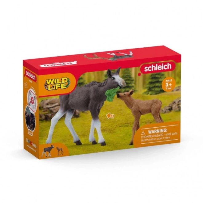 Jávorszarvas és borjú figurái - Schleich Wild Life