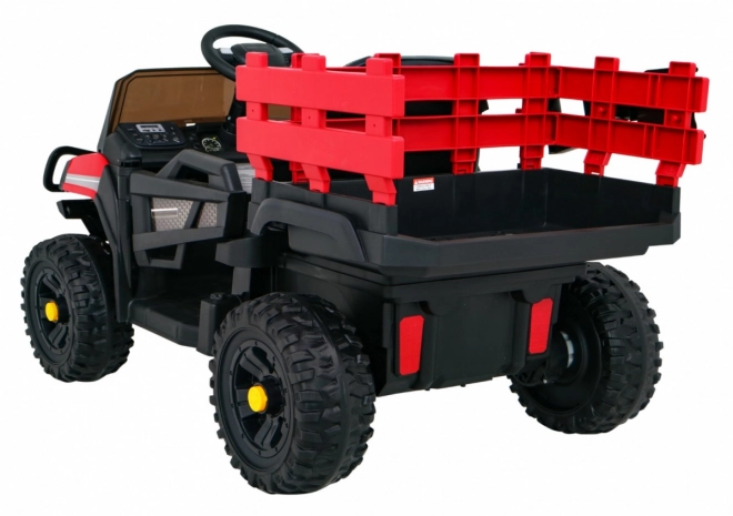 Gyerek gazdasági pick-up piros + távirányító + csomagtér + lapát + EVA + MP3 LED