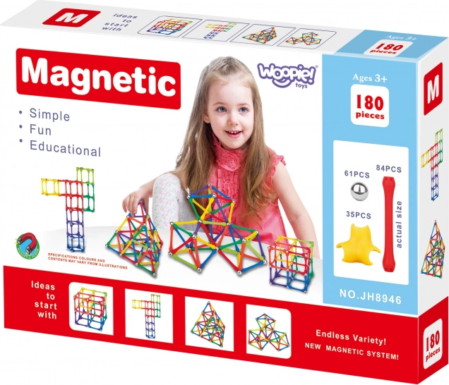 Mágneses építőelemek Woopie Kreatív puzzle 180 db