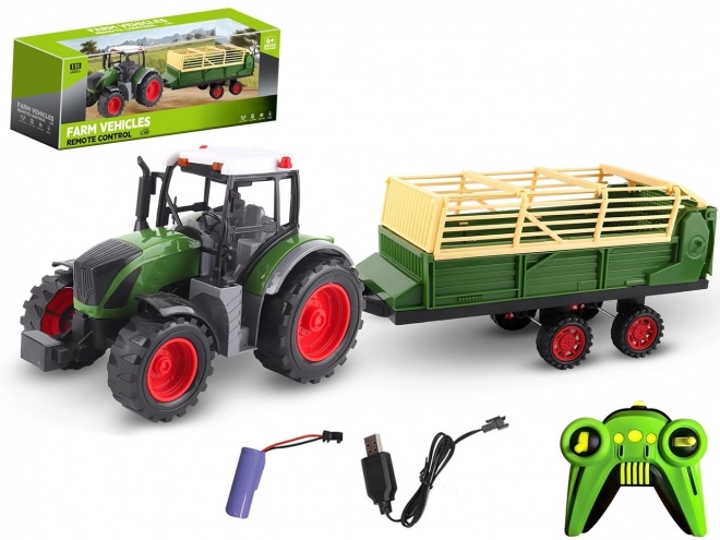 Távirányítós Traktor Pótkocsival és USB Töltéssel