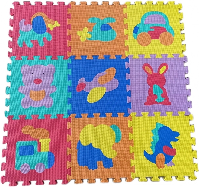 Állatos és Járműves Hab Puzzle Szőnyeg, 9 db