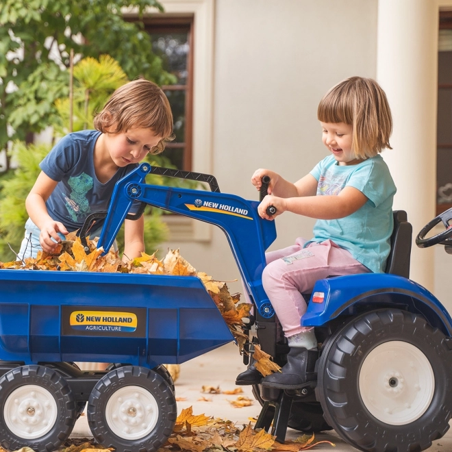 Traktor New Holland pótkocsival, kék, 3 éves kortól gyerekeknek