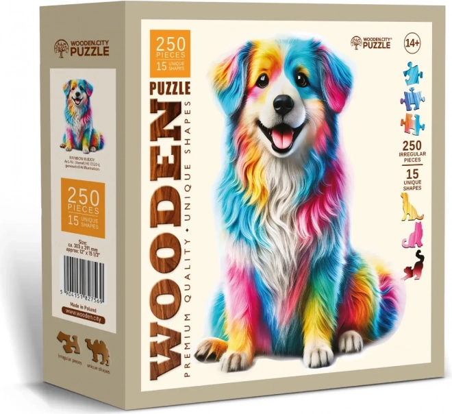 Fa puzzle Szivárványkutya 250 darab
