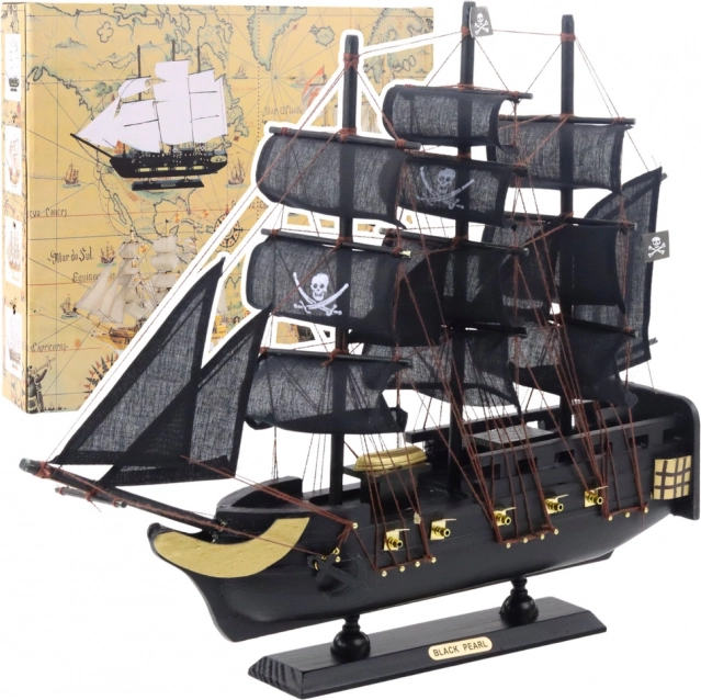 Dekoratív kalózhajó modell Fekete Gyöngy 40x35cm