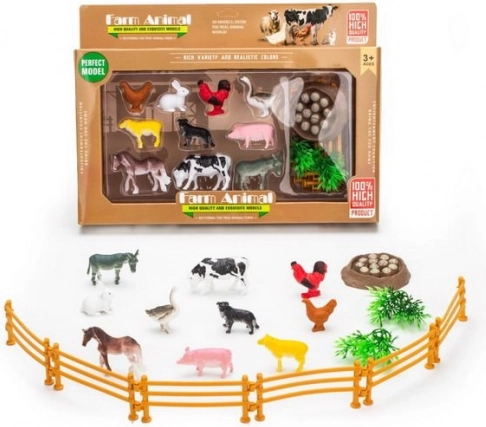 Állatok Farm Figura Készlet Karámokkal