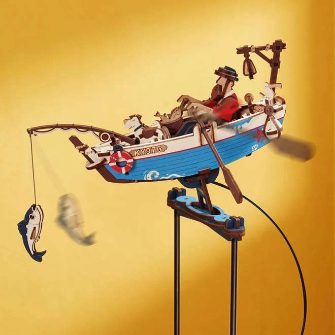 Mechanikus 3D puzzle Horgászhajó ingával