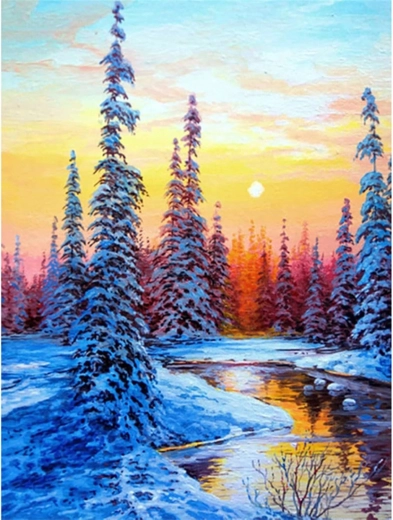 Gyémántfestés - Téli folyó 30x40 cm