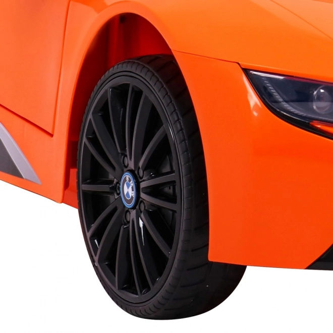 BMW I8 Lift akkumulátoros autó narancs + Távirányító + Lassú indítás + 3-pontos övek + MP3 USB + LED dióda