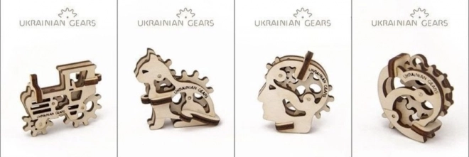 ugears 3d fa mechanikus puzzle - 4 jelképes kulcstartó