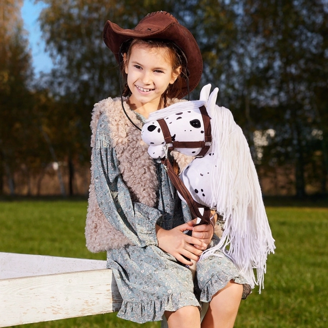 Hobby Horse HOPPIHORSE Sport Edition kollekció fehér leopárd színű lovacska rúdra szerelve