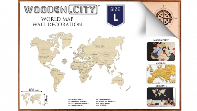 Fa világ térképe WOODEN CITY nagy