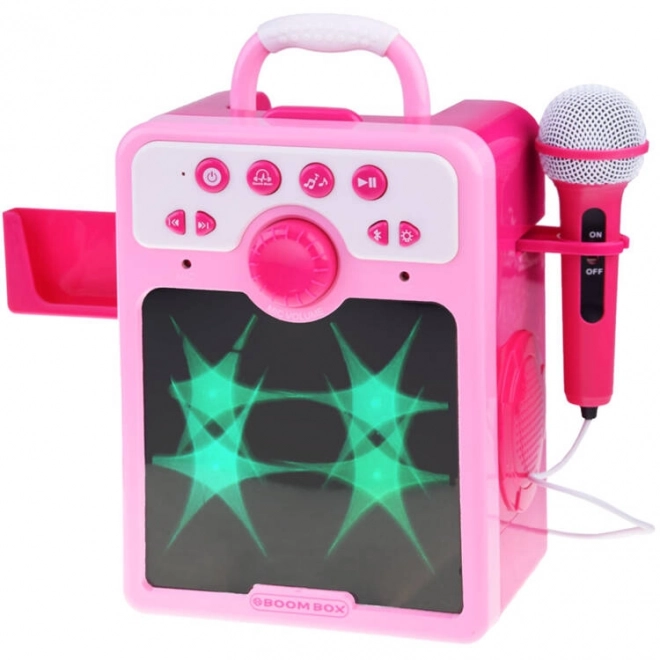 Rózsaszín gyerek Boombox hangszóró mikrofonnal