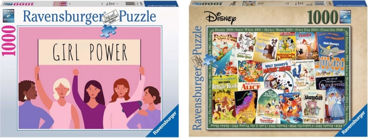 Ravensburger 2× 1000 darabos puzzle készlet – Disney Vintage Movie Posters és Girl Power