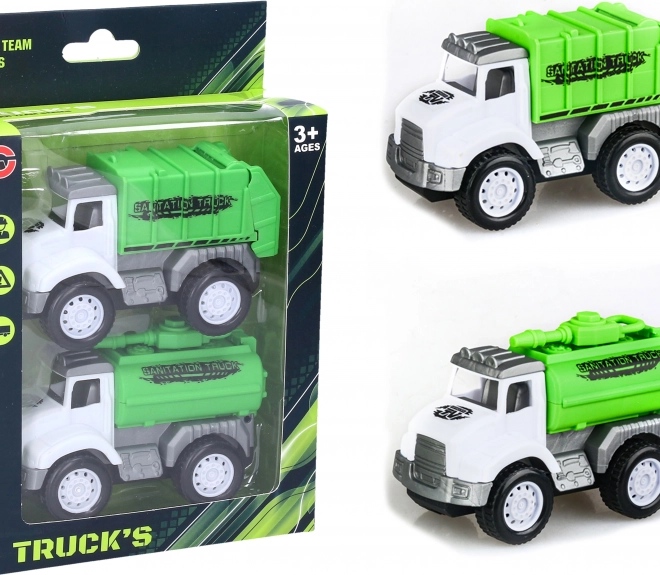 Lendkerekes takarító kisautók – 2 darabos készlet (10 cm)