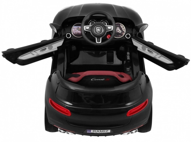 Turbo-S akkumulátoros autó gyerekeknek fekete + távirányító + lassú indítás + EVA kerekek + MP3 rádió