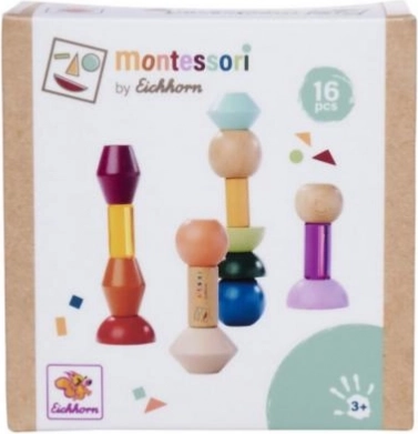 Montessori rakásolható blokkok – fa geometriai építőkészlet