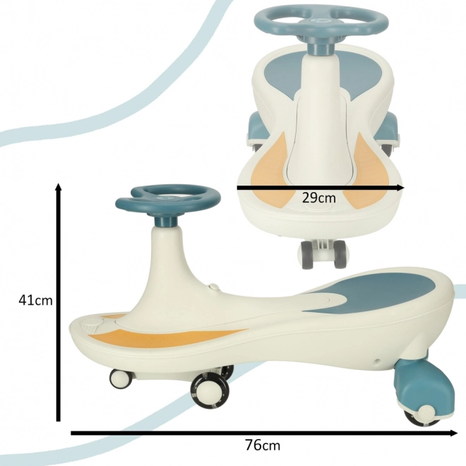 Gravitációs roller LED kerekekkel és zenével - Kék-fehér